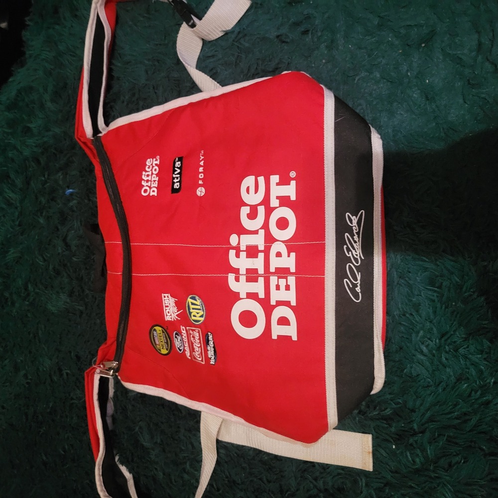 Vintage Office Depot NASCAR Carl Edwards 99 Insulated Cooler Bag Red Black Ford